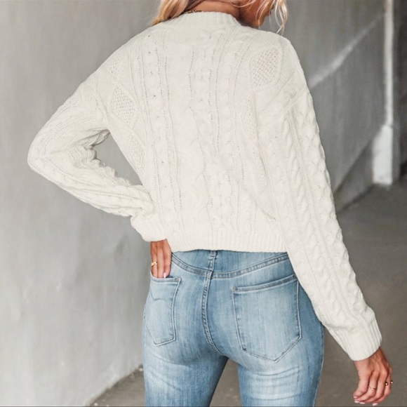 Cupshe Women's Cable Knit Drop Shoulder Sweater - Picture 4 of 4